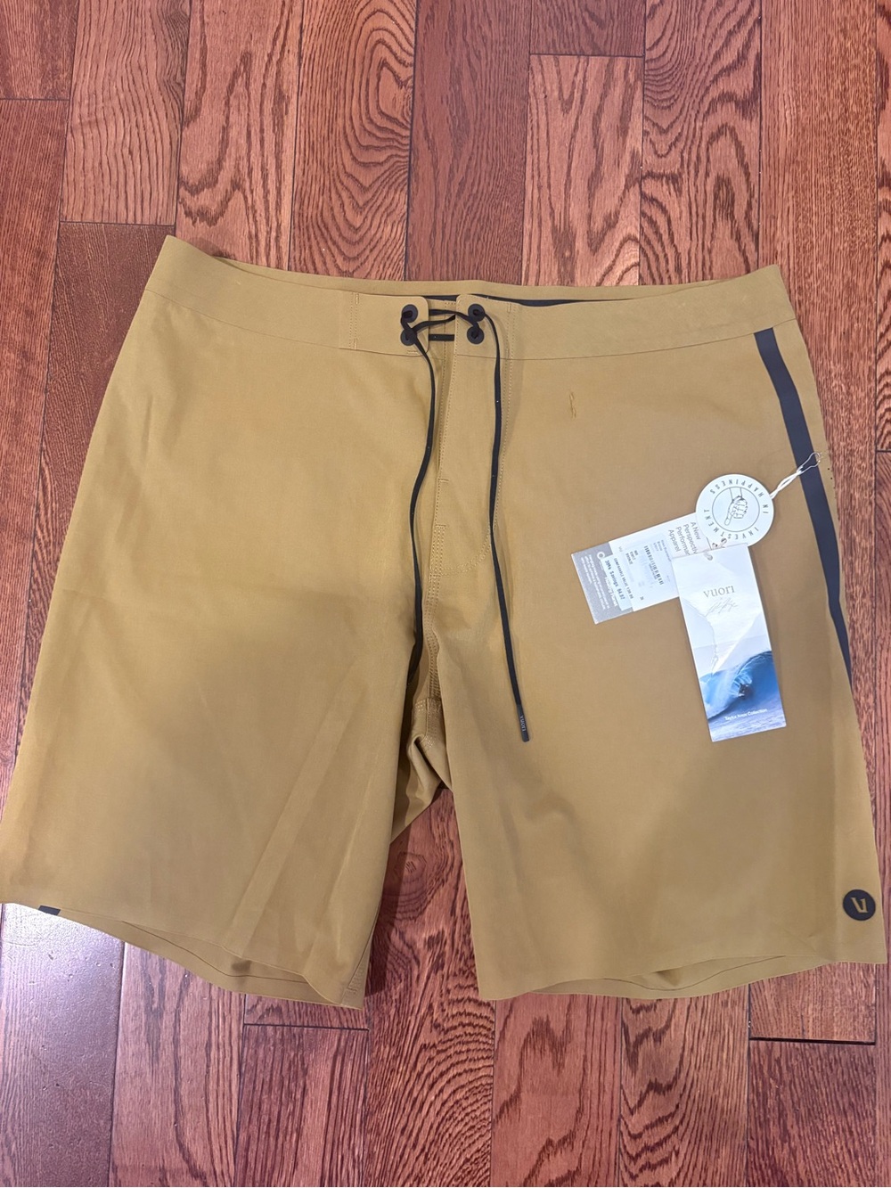 Vuori Men's Swim Board Shorts in Mustard with Black Accent